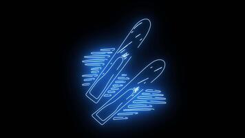 skis icon with a glowing neon effect video