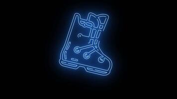 ski boots icon with a glowing neon effect video