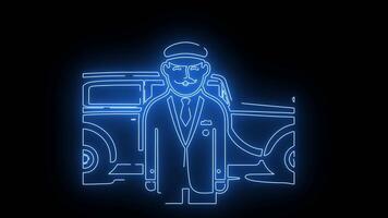 Chauffeur icon with a glowing neon effect video