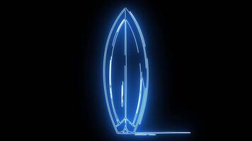 surfboard icon with a glowing neon effect video