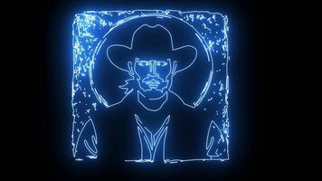 Cattle Rancher icon with a glowing neon effect video