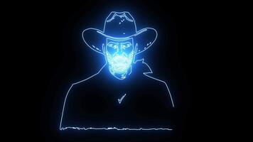 Cattle Rancher icon with a glowing neon effect video