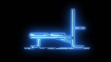 Weight bench icon with a glowing neon effect video