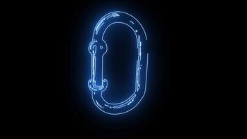 carabiner icon with a glowing neon effect video