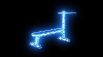 Weight bench icon with a glowing neon effect video