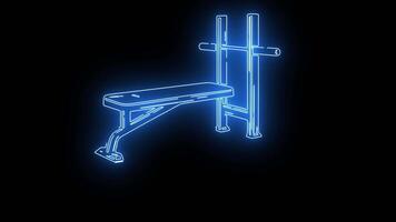 Weight bench icon with a glowing neon effect video