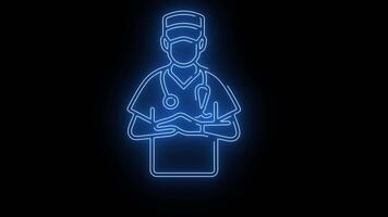 surgeon icon with a glowing neon effect video