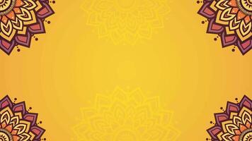 Looping Animation Of Elegant Yellow Horizontal Background with Ornate Mandala Corners and Stylish Patterns for a Bright and Cheerful Look video