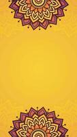 Looping Animation Of Simple Yellow Gradient Vertical Background with Ornate Mandala Borders video