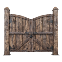 A wooden gate with two doors and old brown color gate png