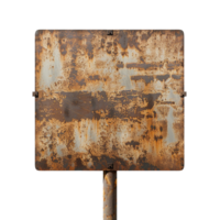 Old rusty metal sign with blank space isolated on transparent background png