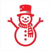 Snowman with Tie, Red Silhouette, and Snowflakes for Frosty Flakes of Joy vector