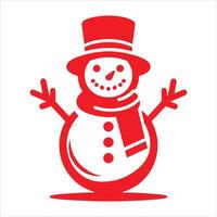 Christmas Snowman with Tie and Red Silhouette Featuring Frosty Flakes of Joy vector