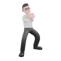Creative 3D Model. A Male producer stands with both hands crossed and clenched in front of his chest. Professional Illustration png