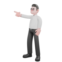 Animated 3D Cartoon.A male producer stands while pointing forward with his right hand, and his left hand is on his waist. Film Style png