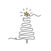Christmas tree with star continuous one line icon illustration. vector