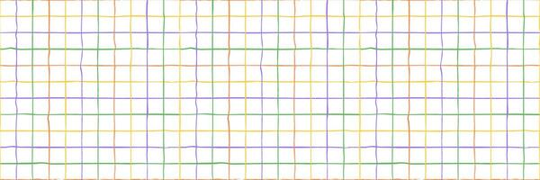 Seamless checkered repeating colorful pattern with hand drawn grid. background, geometric, doodle style vector