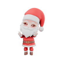 Chibi Santa Boy Holiday Character. A Chibi Santa Boy stands doing a two-finger pose on both hands while smiling. Christmas 3D Cartoon Design png