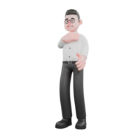 Film Studio Producer. A male producer stands with one hand touching his chest while his eyes are wide open, an expression full of concern. Cartoon 3D Model png