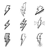 Set of lightning illustration hand drawn vector