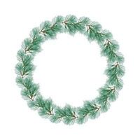 Pine wreath, roung frame, Christmas concept, Christmas wreath without decoration. Circle from pine branches isolated on white vector