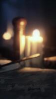Table setting in candlelight at night video