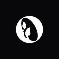 simple and elegant abstract logo of letter O with leaves ornament vector