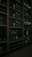 network server room with servers running processes video
