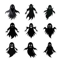 Collection of Ghostly Silhouettes on White Background vector