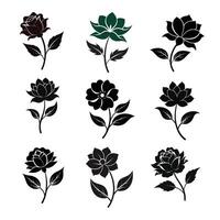 Silhouette Flower Collection on White Background vector