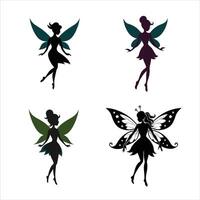 magical fairy silhouette art collection vector