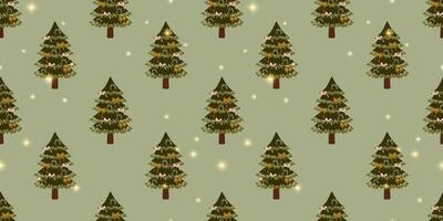 Seamless Pattern Christmas Tree with Cute Ribbons and A Spread Light vector