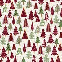 Cute Green Christmas Tree Seamless Pattern with assorted. vector