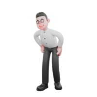 3D Film Producer Model. A male producer stands with his hands on his waist while his head is slightly tilted to the side, a mocking expression with a cheeky smile. 3D Style png