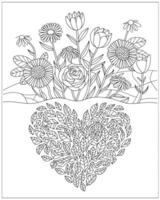 A heart shaped design filled with intricate floral patterns vector