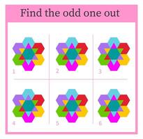 Find the odd one out. Visual logic puzzle for children. vector