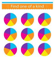 Puzzle game for kids. Task for development of attention and logic. Need to find same group of circles. . vector