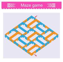 Educational game to train your brain. Maze game with entrance and exit indicated by arrows. illustration vector
