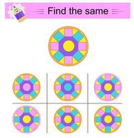 Puzzle game for kids. Task for development of attention and logic. Need to find same group of objects. vector