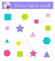 Educational game for children. Form big to small. Puzzle game. Visual intelligence. vector