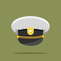 white military captain and commander beret icon, flat style sailor hat, suitable for posters and web icons vector