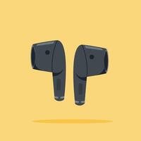 wireless earbuds icon black color , voice activated technology in flat style, suitable for posters and web icons vector