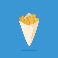 French fries icon with greaseproof paper. Flat illustration of snack food icon for symbol and web vector