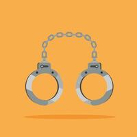 iron handcuffs with security technology, padlock icon with chain for criminals, suitable for posters and web icons vector