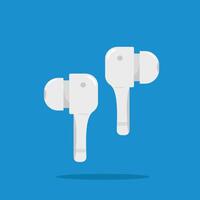 wireless earbuds icon white color, voice-activated technology in flat style, suitable for posters and web icons vector