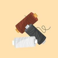 thread spools in various colors, sewing spool collection in flat style, suitable for posters and web icons vector