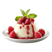 Creamy Raspberry Dessert with Mint Garnish on Transparent Background png