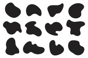 Abstract Organic Blob Shapes Set. Different liquid shapes, pebble black decorative elements vector