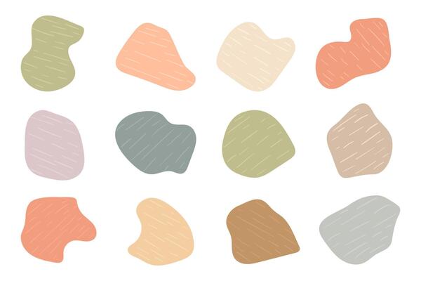 Different Blotch Textured Shapes Collection. Modern organic amoeba blob shapes with different textures
