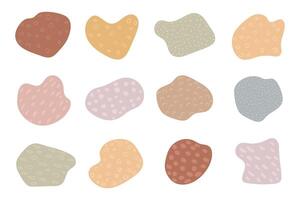 Modern organic amoeba blob shapes with different textures. Abstract Color Blotch Textured Shapes Collection. vector